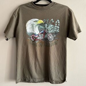 Vintage Road to Freedom Motorcycle Men’s Medium Graphic T-Shirt